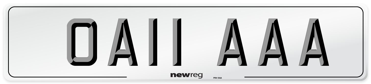 OA11 AAA Front Number Plate