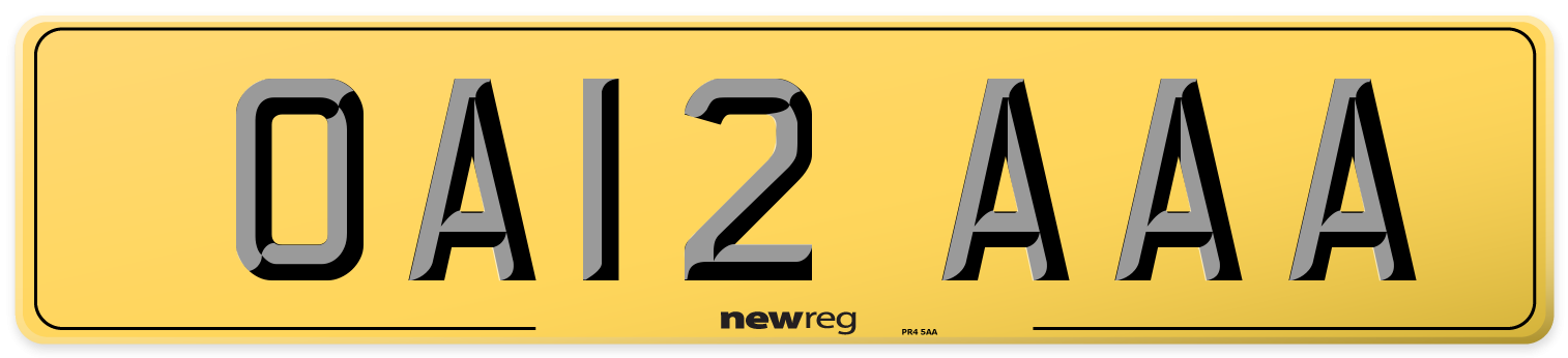 OA12 AAA Rear Number Plate