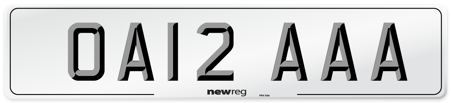 OA12 AAA Front Number Plate