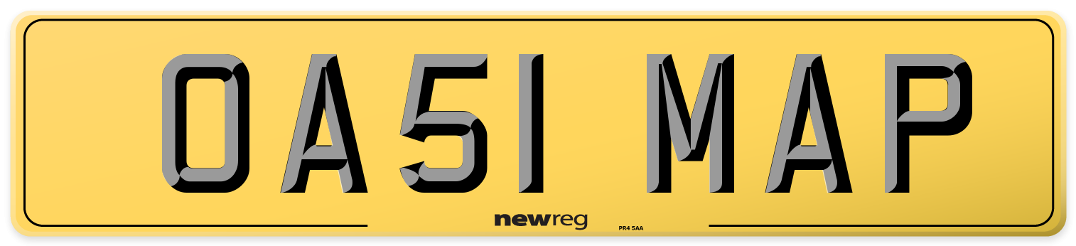 OA51 MAP Rear Number Plate