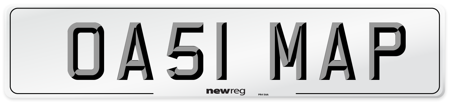 OA51 MAP Front Number Plate