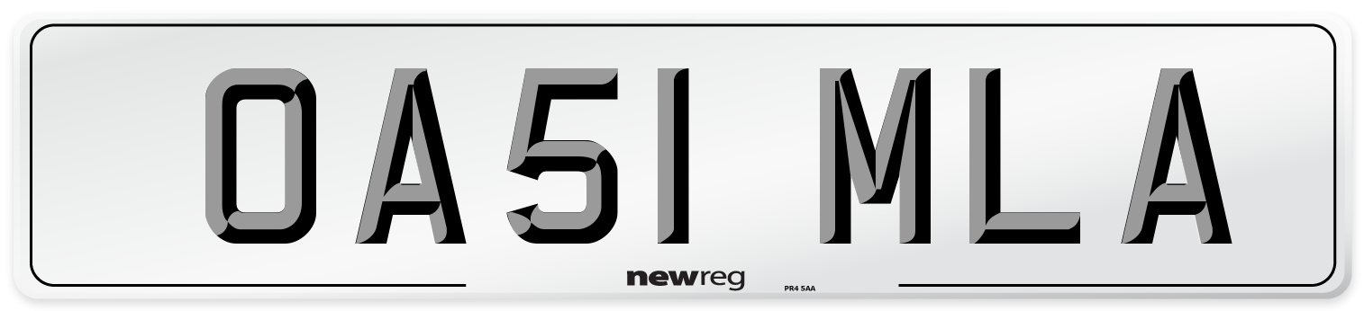 OA51 MLA Front Number Plate