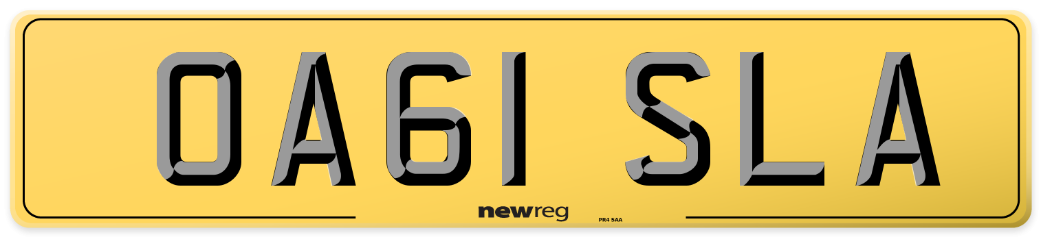 OA61 SLA Rear Number Plate