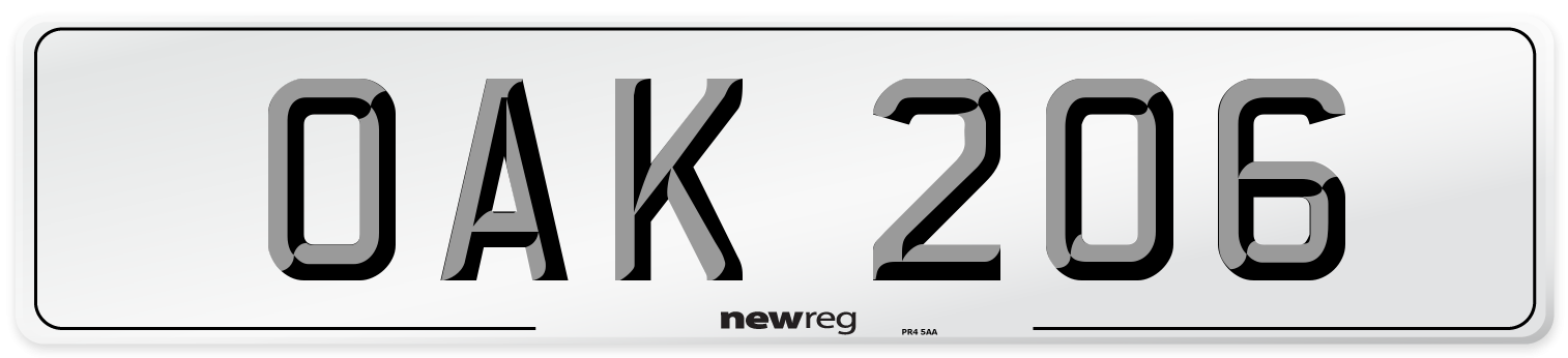 OAK 206 Front Number Plate