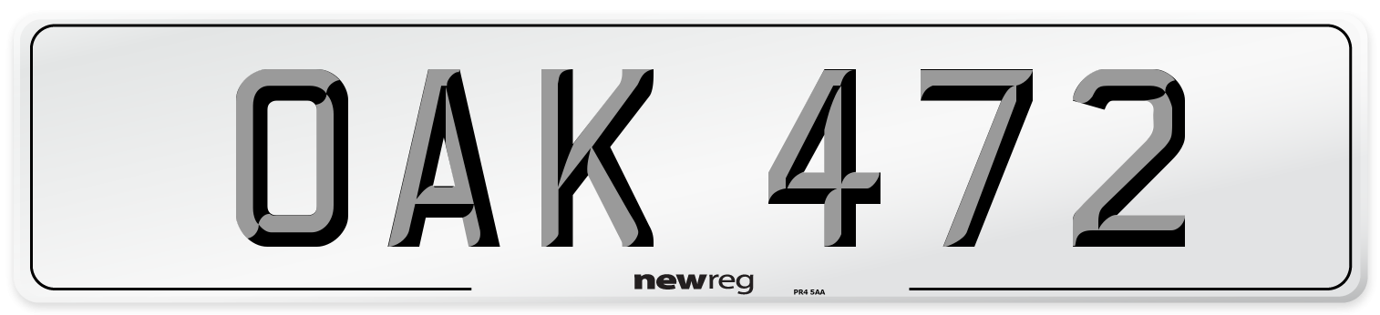 OAK 472 Front Number Plate