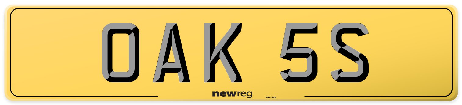 OAK 5S Rear Number Plate