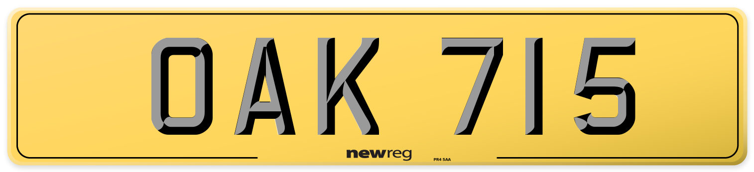 OAK 715 Rear Number Plate