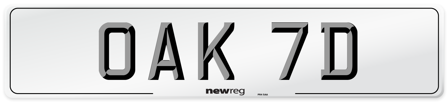 OAK 7D Front Number Plate