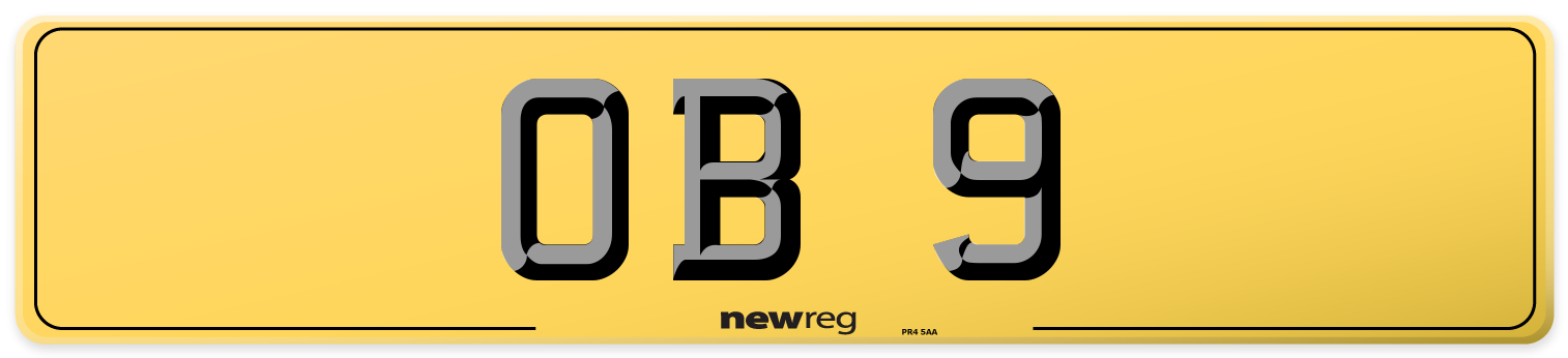 OB 9 Rear Number Plate