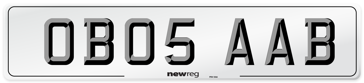 OB05 AAB Front Number Plate