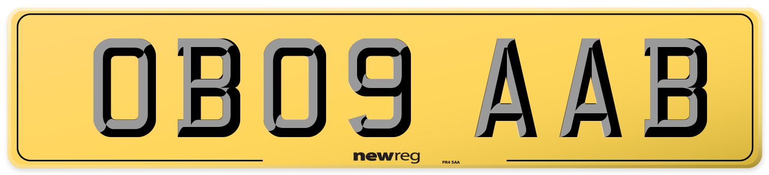 OB09 AAB Rear Number Plate