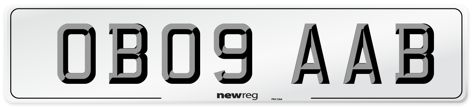 OB09 AAB Front Number Plate