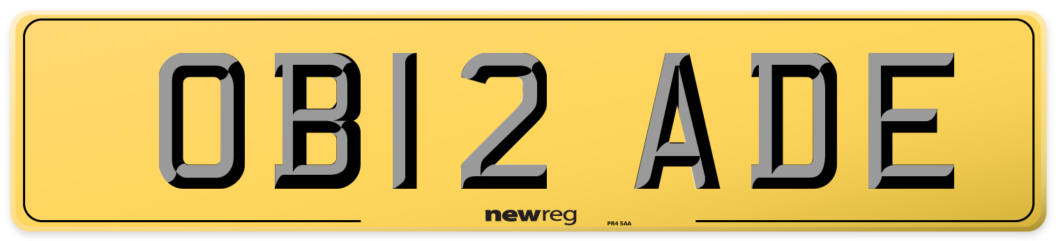 OB12 ADE Rear Number Plate