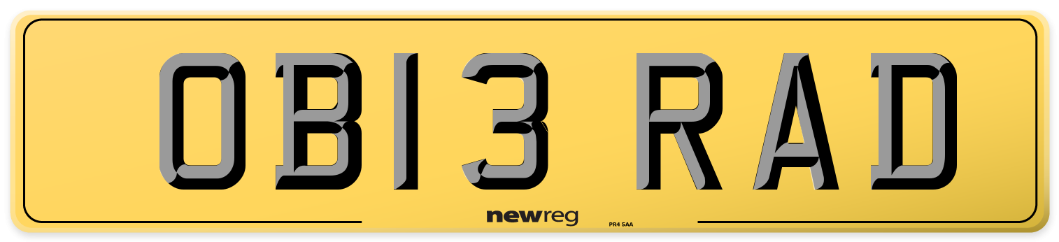 OB13 RAD Rear Number Plate