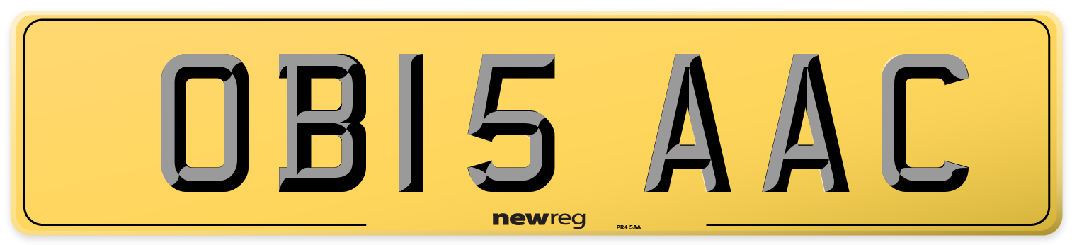 OB15 AAC Rear Number Plate