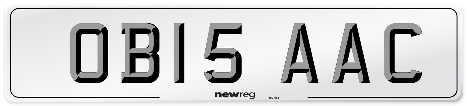 OB15 AAC Front Number Plate