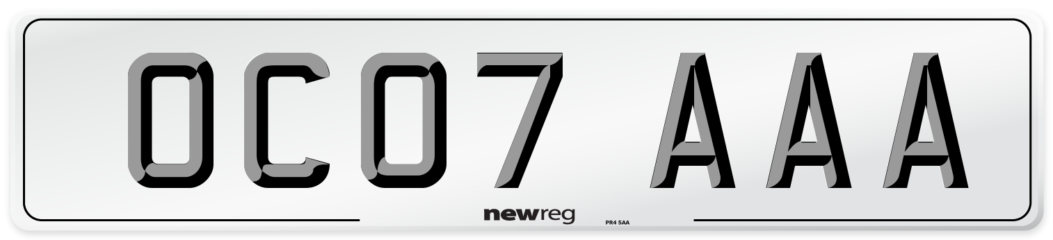 OC07 AAA Front Number Plate