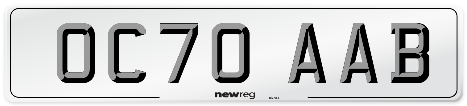 OC70 AAB Front Number Plate