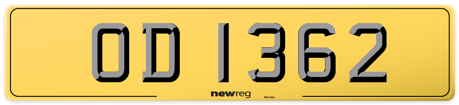OD 1362 Rear Number Plate