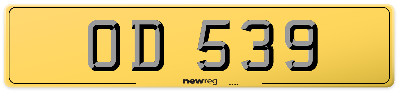 OD 539 Rear Number Plate
