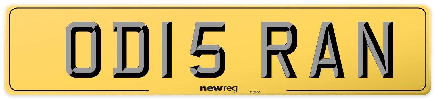 OD15 RAN Rear Number Plate