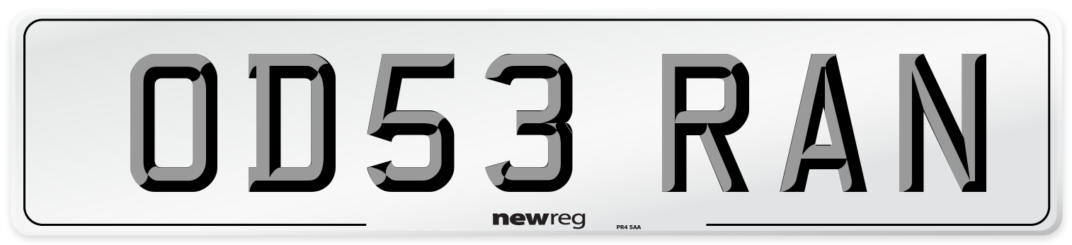 OD53 RAN Front Number Plate