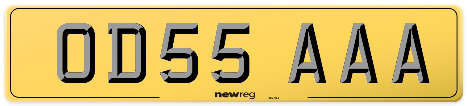 OD55 AAA Rear Number Plate