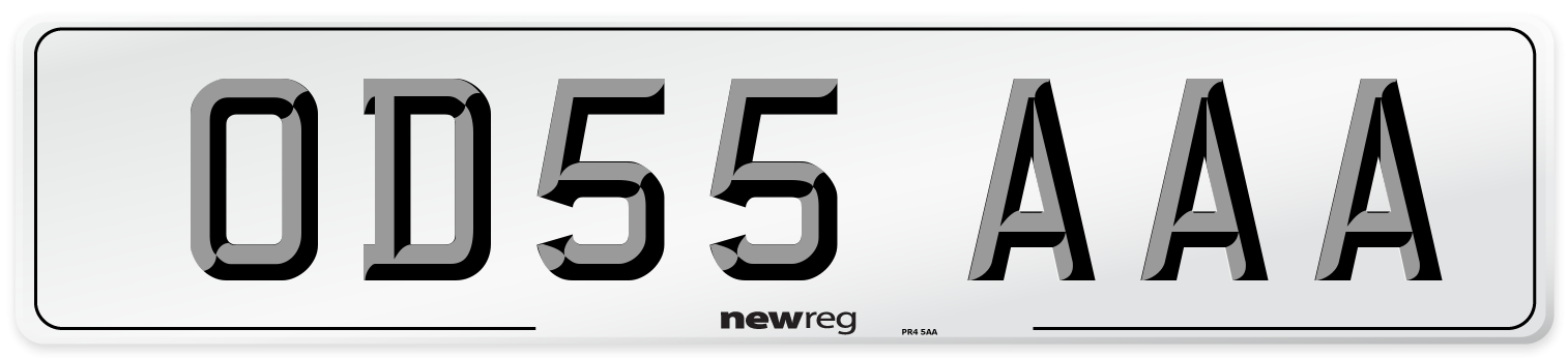 OD55 AAA Front Number Plate