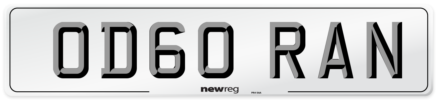 OD60 RAN Front Number Plate