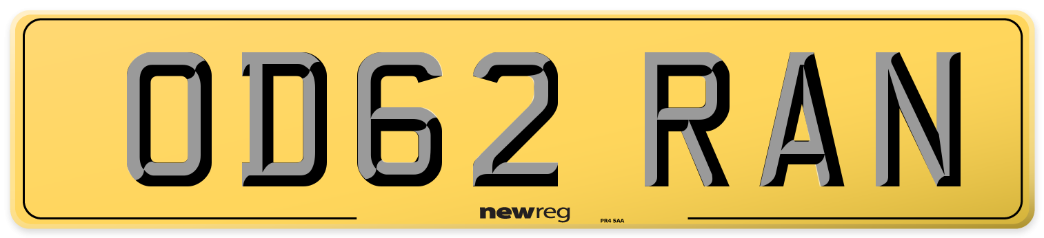 OD62 RAN Rear Number Plate