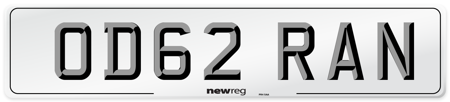 OD62 RAN Front Number Plate