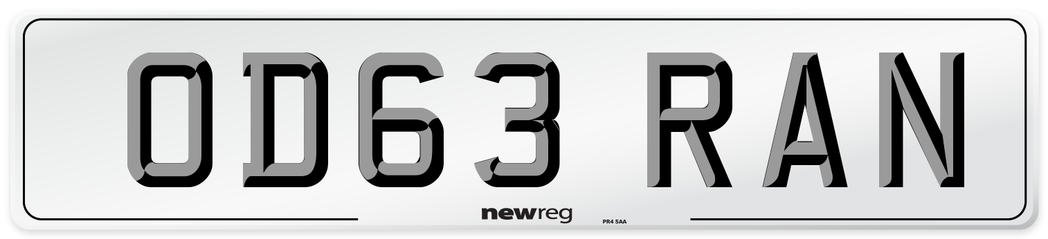 OD63 RAN Front Number Plate