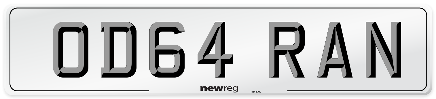 OD64 RAN Front Number Plate