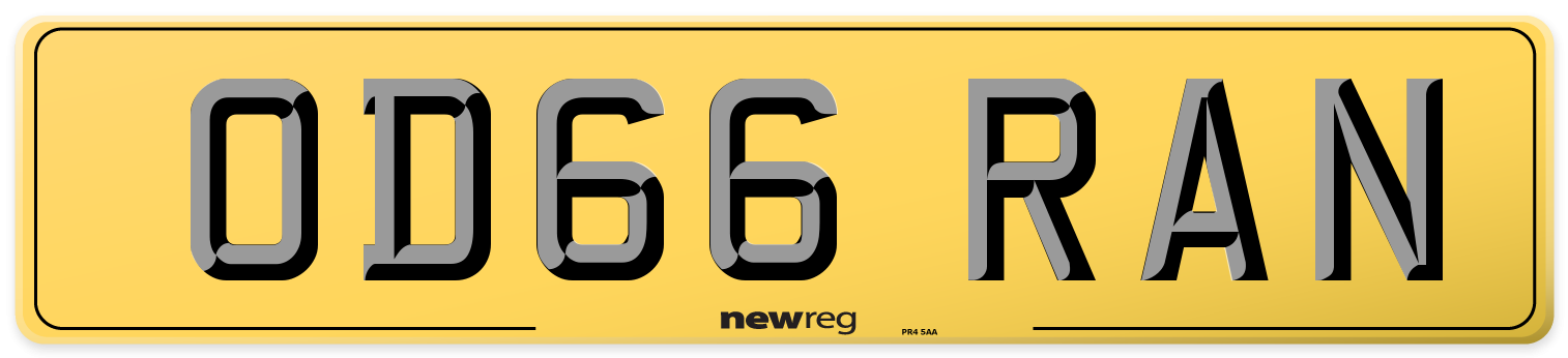 OD66 RAN Rear Number Plate