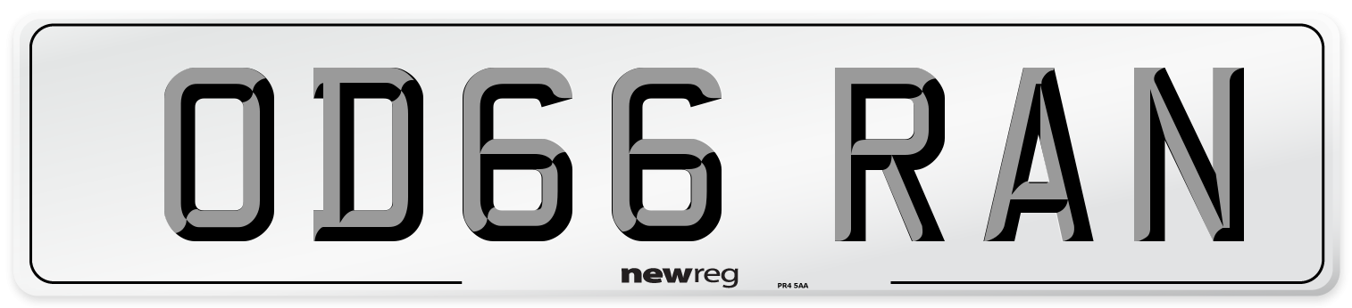 OD66 RAN Front Number Plate