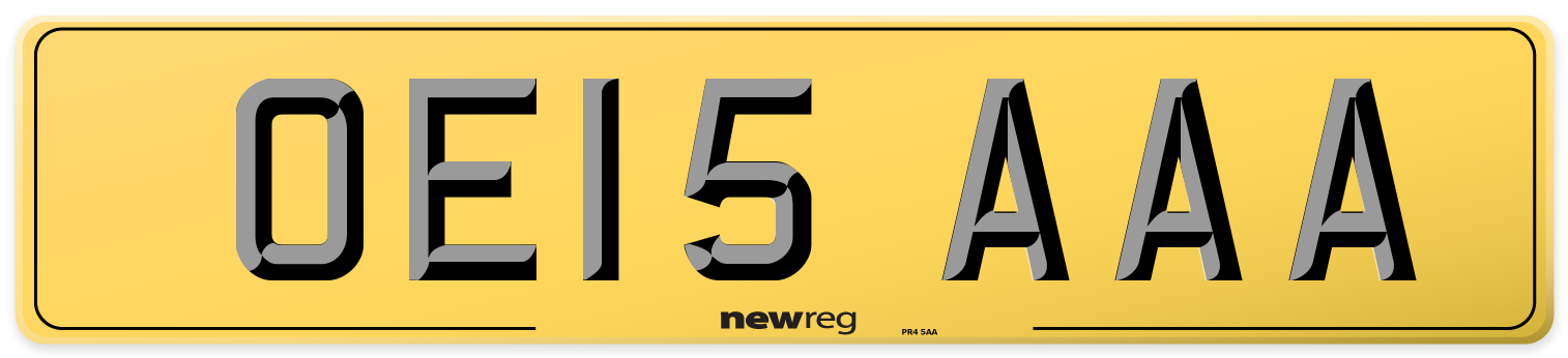 OE15 AAA Rear Number Plate