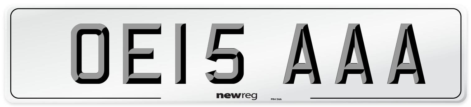 OE15 AAA Front Number Plate