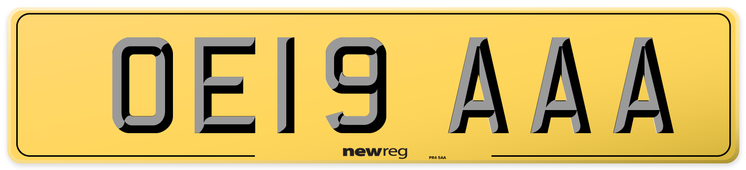 OE19 AAA Rear Number Plate