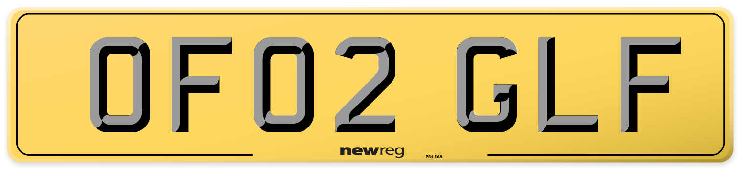 OF02 GLF Rear Number Plate