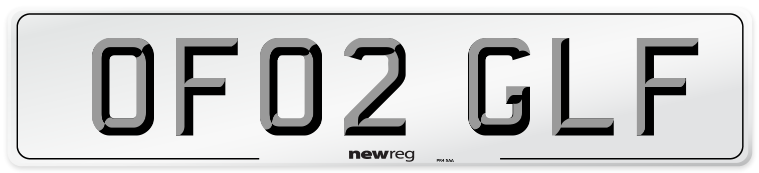 OF02 GLF Front Number Plate