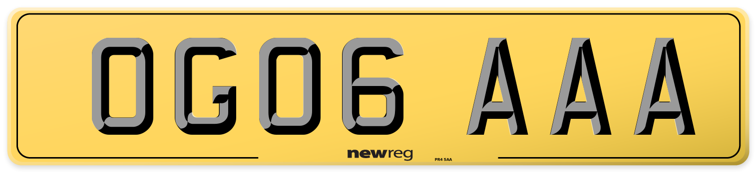 OG06 AAA Rear Number Plate