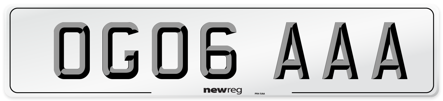 OG06 AAA Front Number Plate