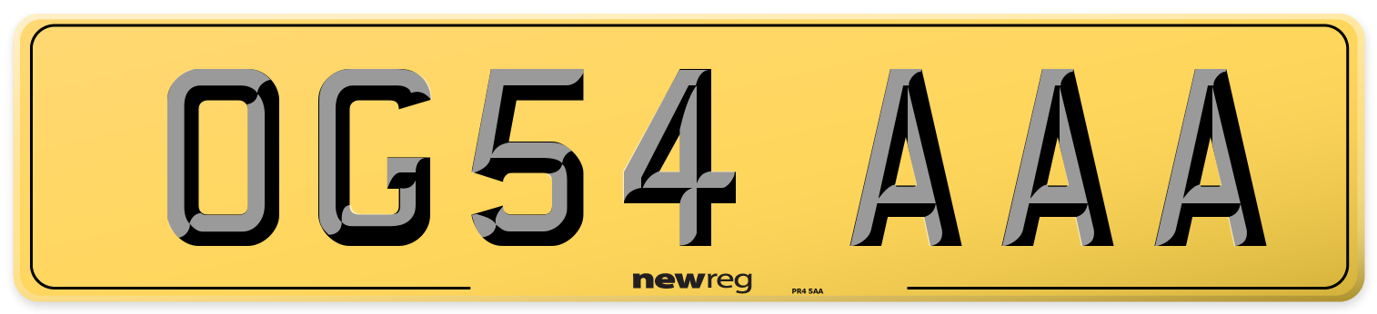 OG54 AAA Rear Number Plate