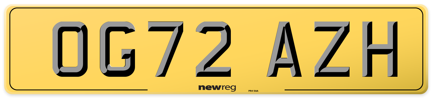 OG72 AZH Rear Number Plate