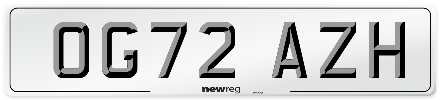 OG72 AZH Front Number Plate