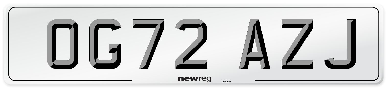 OG72 AZJ Front Number Plate