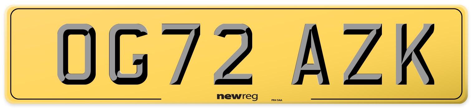 OG72 AZK Rear Number Plate