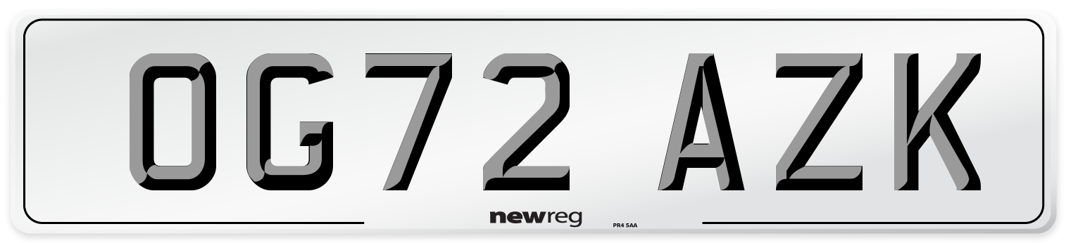 OG72 AZK Front Number Plate