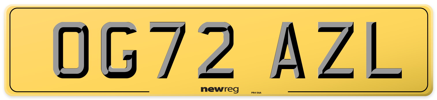 OG72 AZL Rear Number Plate