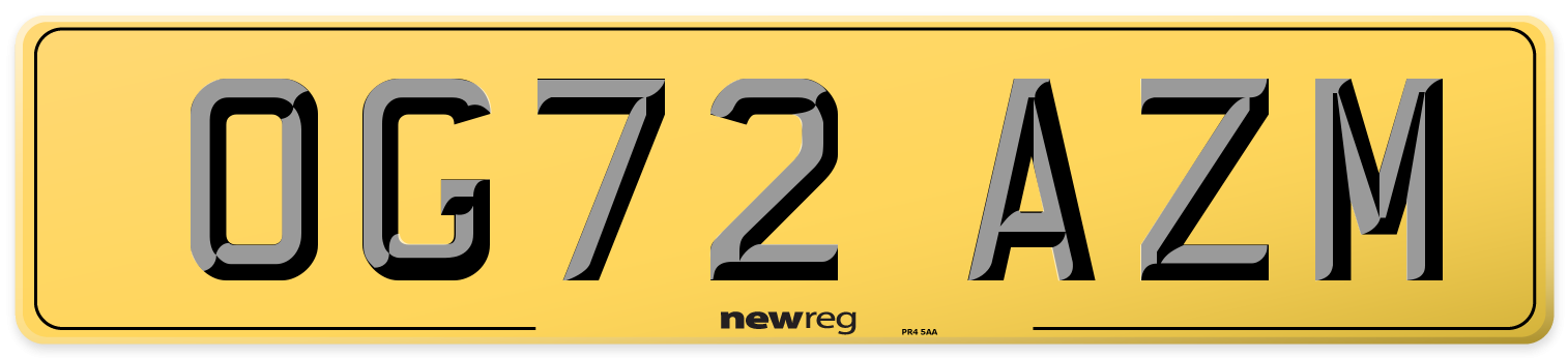 OG72 AZM Rear Number Plate